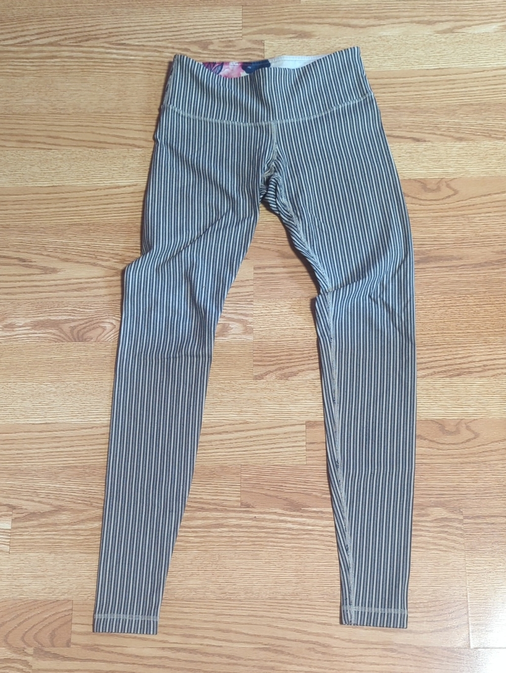 Lululemon Striped High-Waist Leggings in Black and White